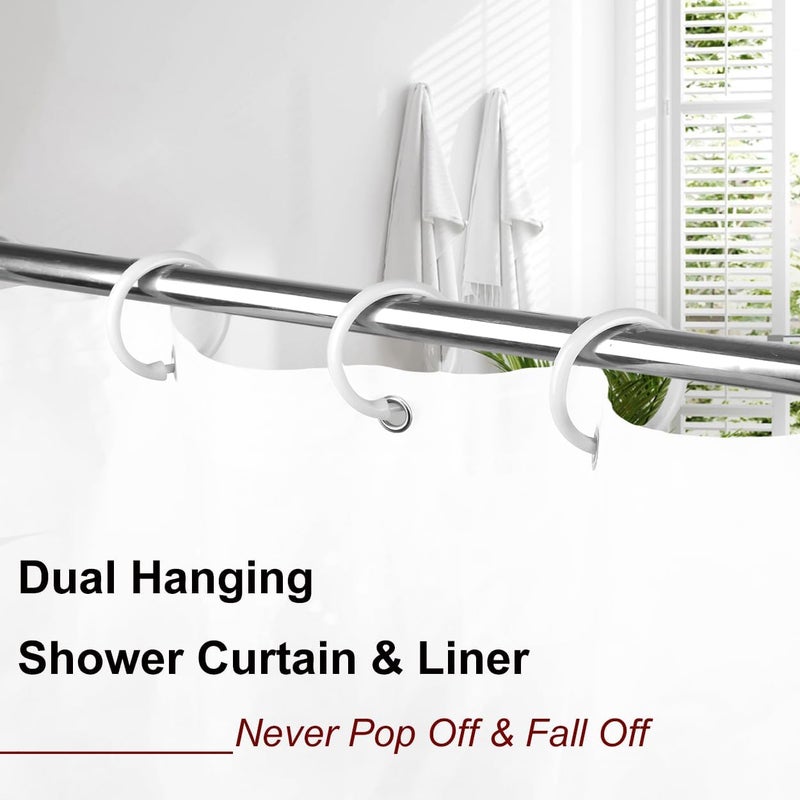 Kutesna 24PCS Shower Curtain Hooks,White Shower Curtain Rings,Plastic Shower Hooks,Easy to Snap Closure,Rust Proof Anti-Drop Shower Rings,Smooth Sliding Curtain Hooks for Bathroom Shower Rods Curtains - Image 5